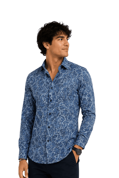 [48022-59] DT PRINTED DRESS SHIRT