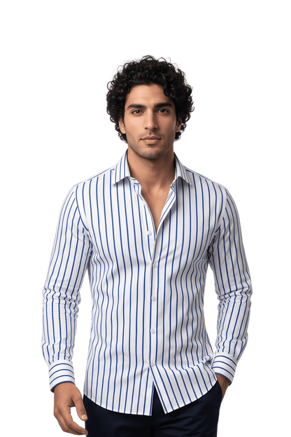 [48026-5] LS REVERSED BENGAL STRIPE DRESS SHIRT