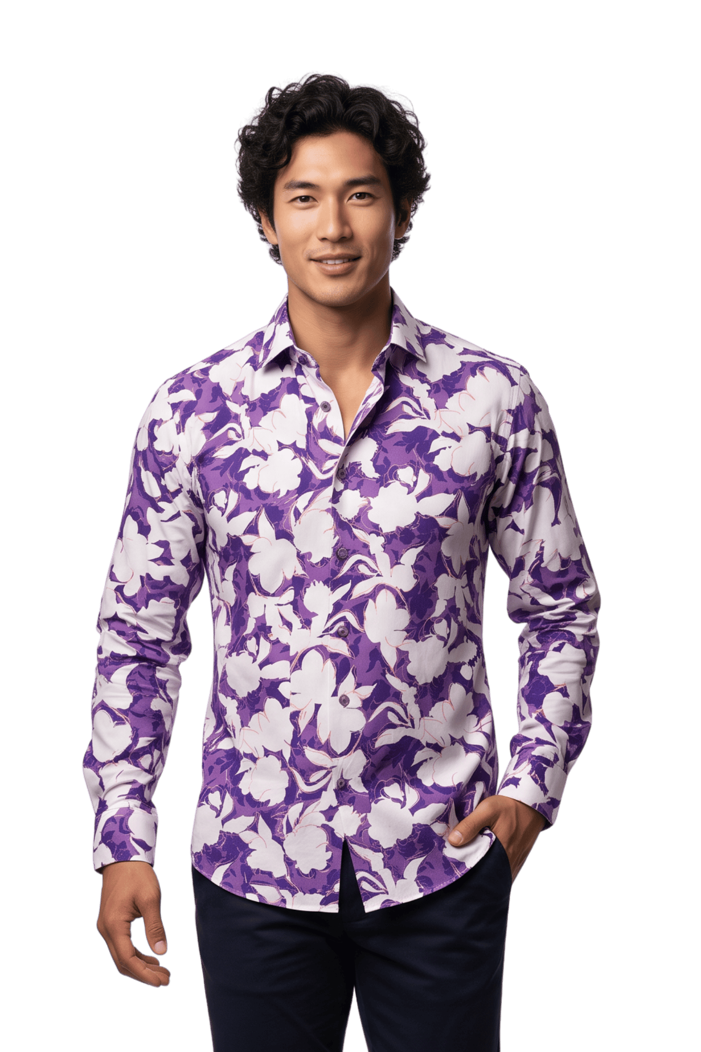 [48022-60] DT PRINTED DRESS SHIRT