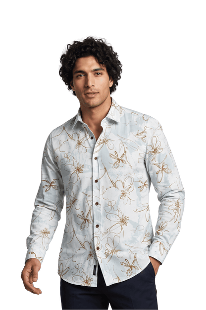 [48022-51] DT PRINTED DRESS SHIRT