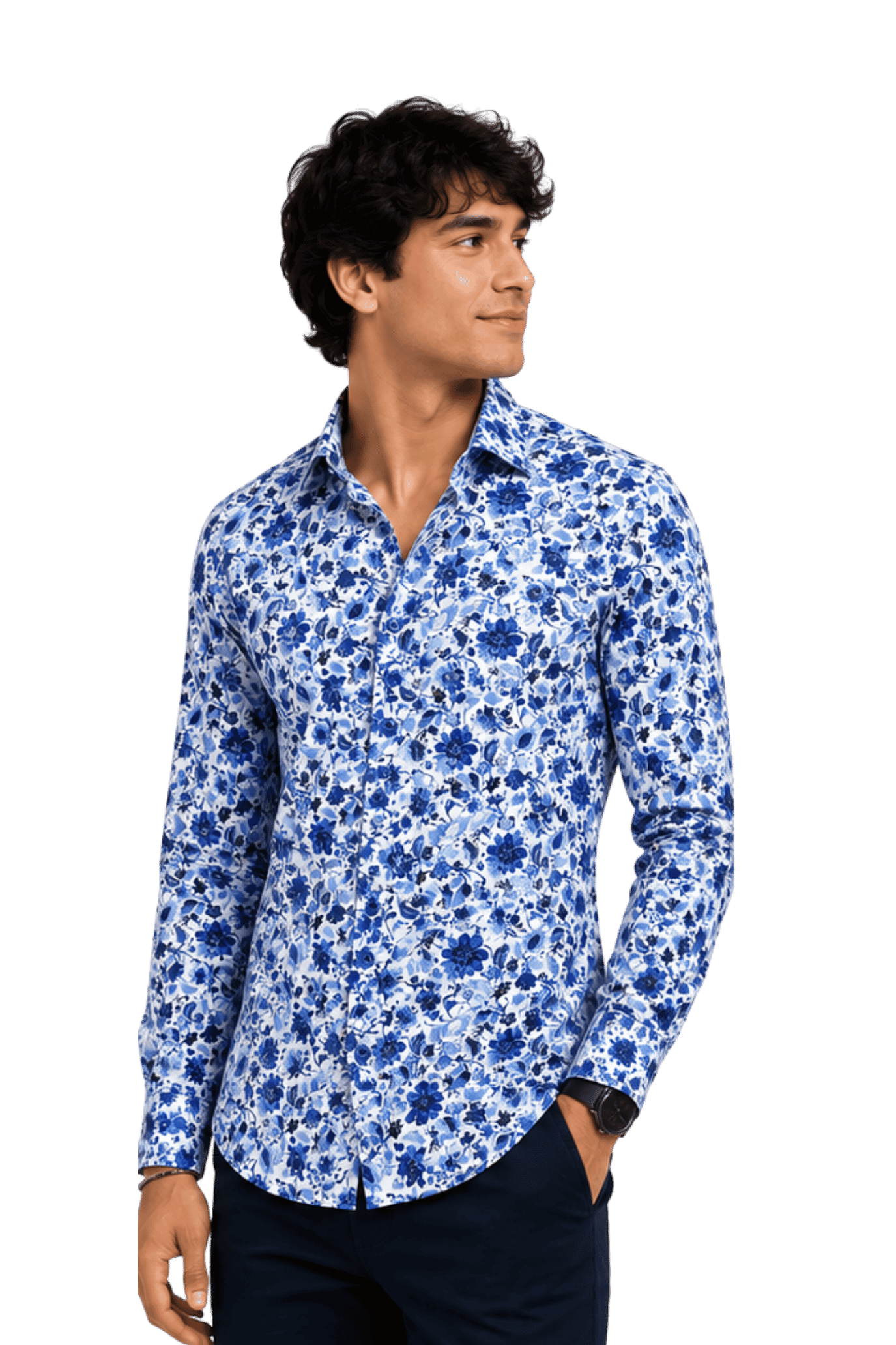 [48022-64] DT PRINTED DRESS SHIRT