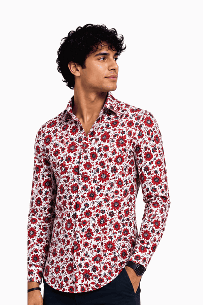 [48022-66] DT PRINTED DRESS SHIRT