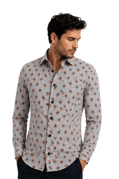 [48022-68] DT PRINTED DRESS SHIRT