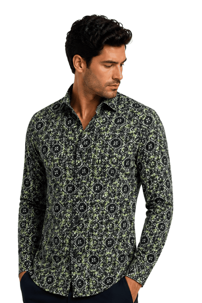 [48022-71] DT PRINTED DRESS SHIRT