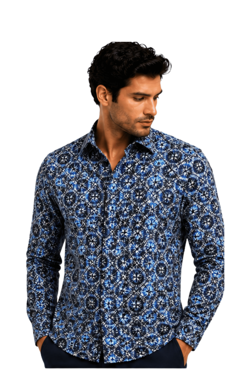 [48022-72] DT PRINTED DRESS SHIRT