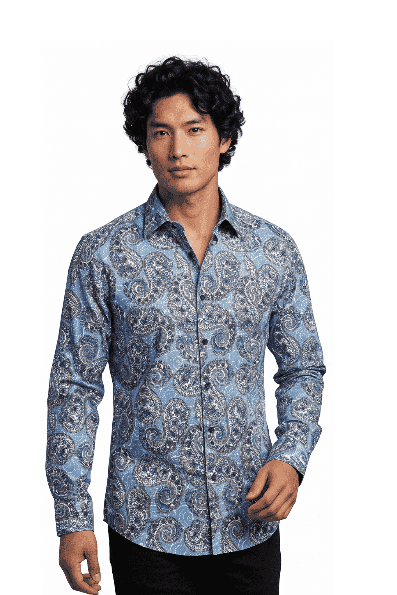 [48022-73] DT PRINTED DRESS SHIRT