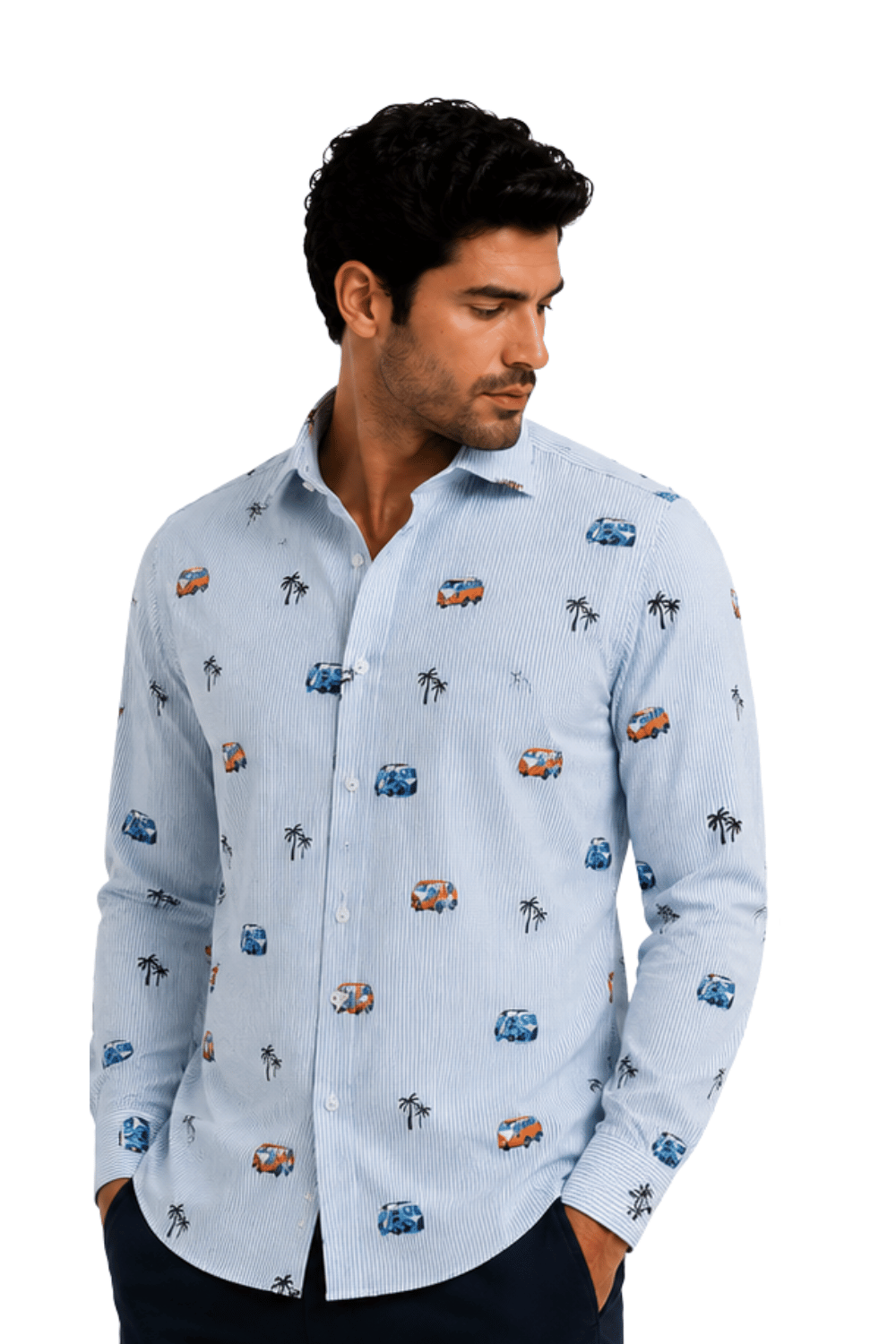 [48022-75] DT PRINTED DRESS SHIRT