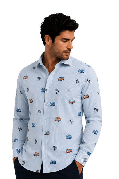 [48022-75] DT PRINTED DRESS SHIRT