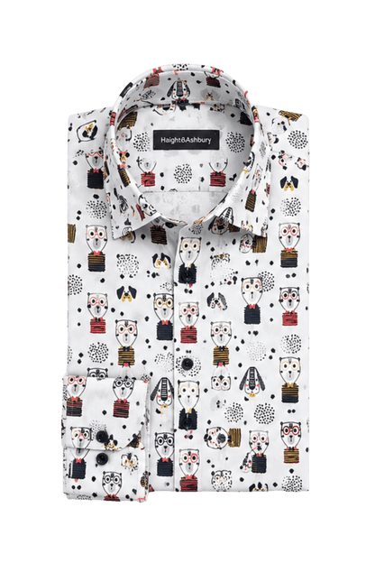 [48022-77] DT PRINTED DRESS SHIRT