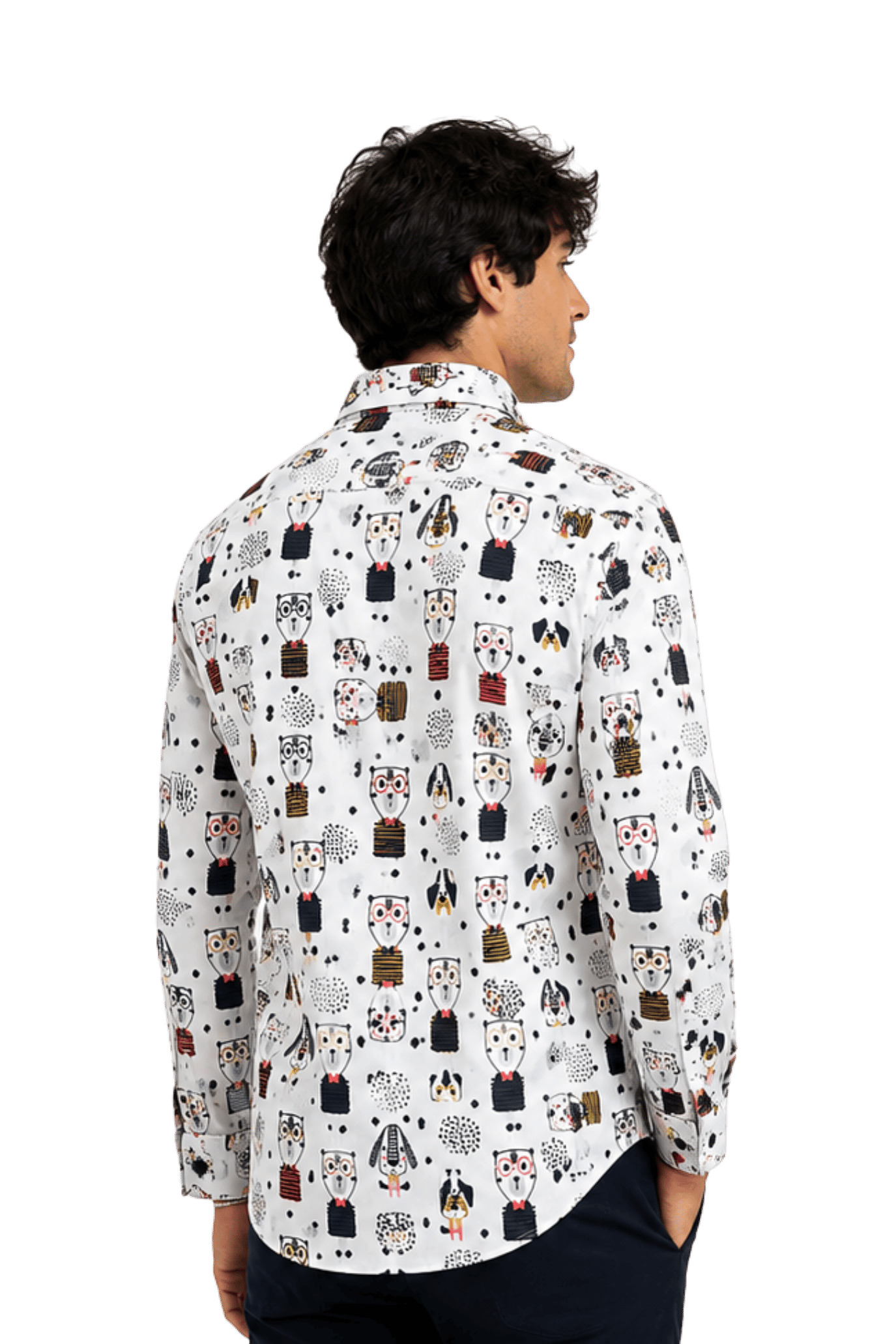 [48022-77] DT PRINTED DRESS SHIRT