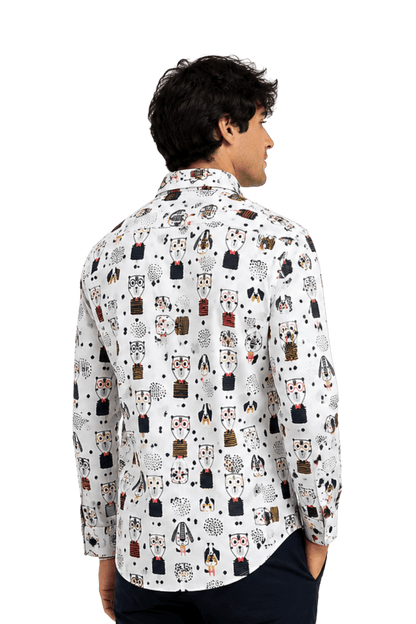 [48022-77] DT PRINTED DRESS SHIRT