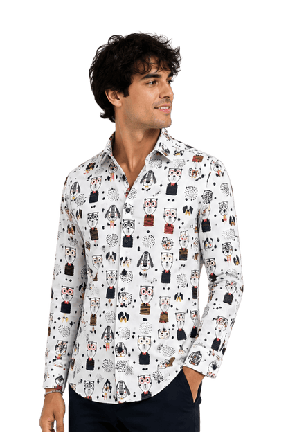 [48022-77] DT PRINTED DRESS SHIRT