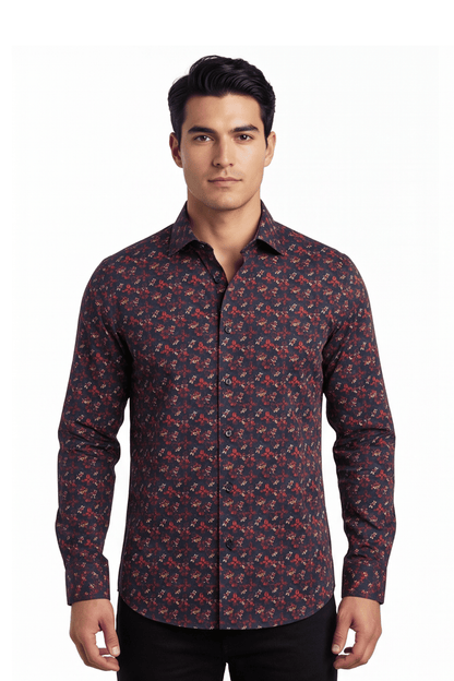 [48022-78] DT PRINTED DRESS SHIRT