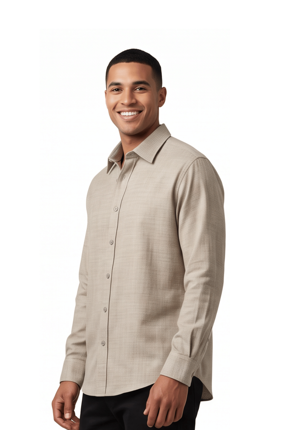 [48017-03] LS MICRO CRIMP SHIRT