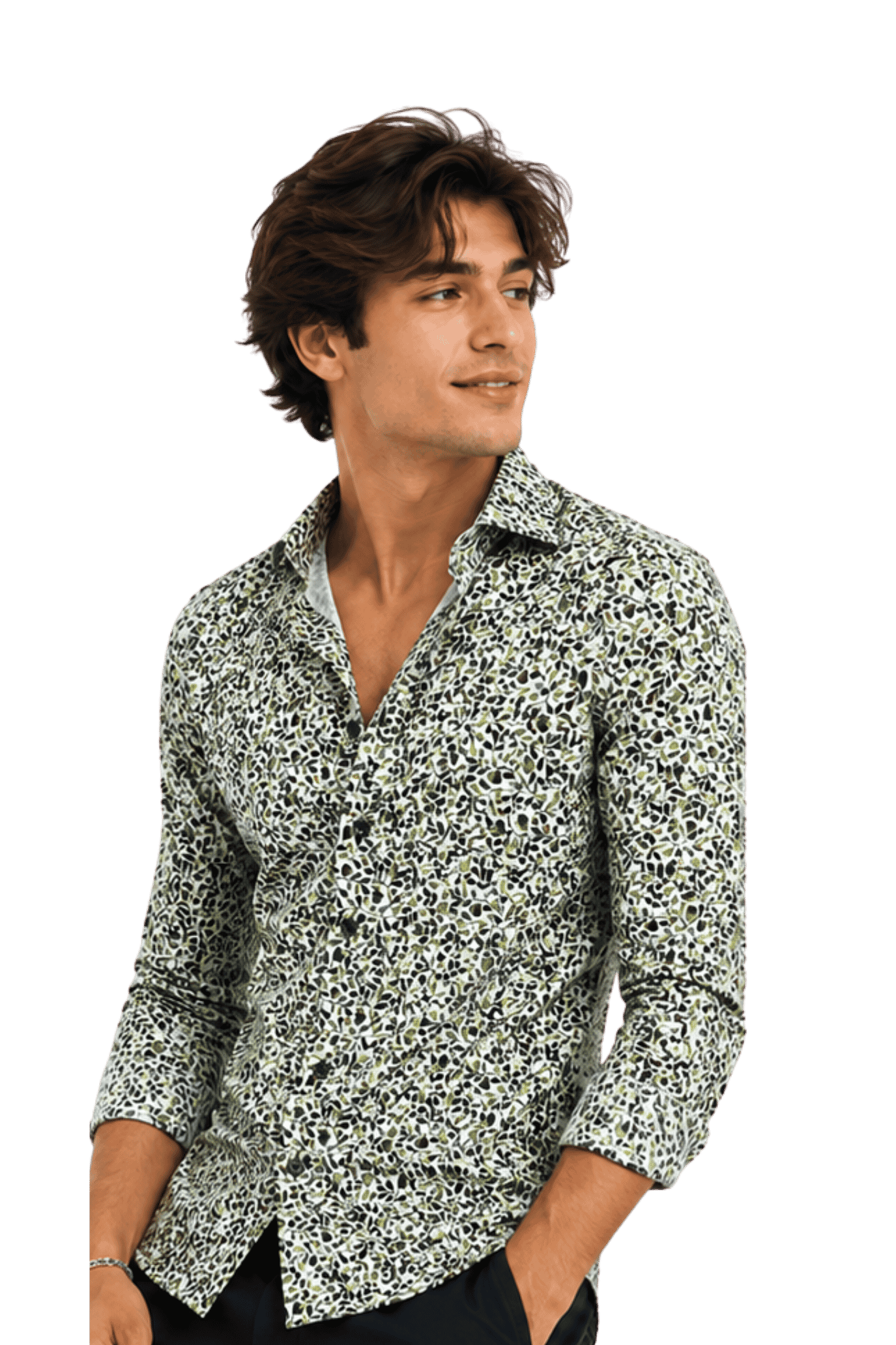 [48022-07] DT PRINTED DRESS SHIRT