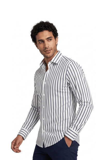 [48026-7] LS REVERSED BENGAL STRIPE DRESS SHIRT