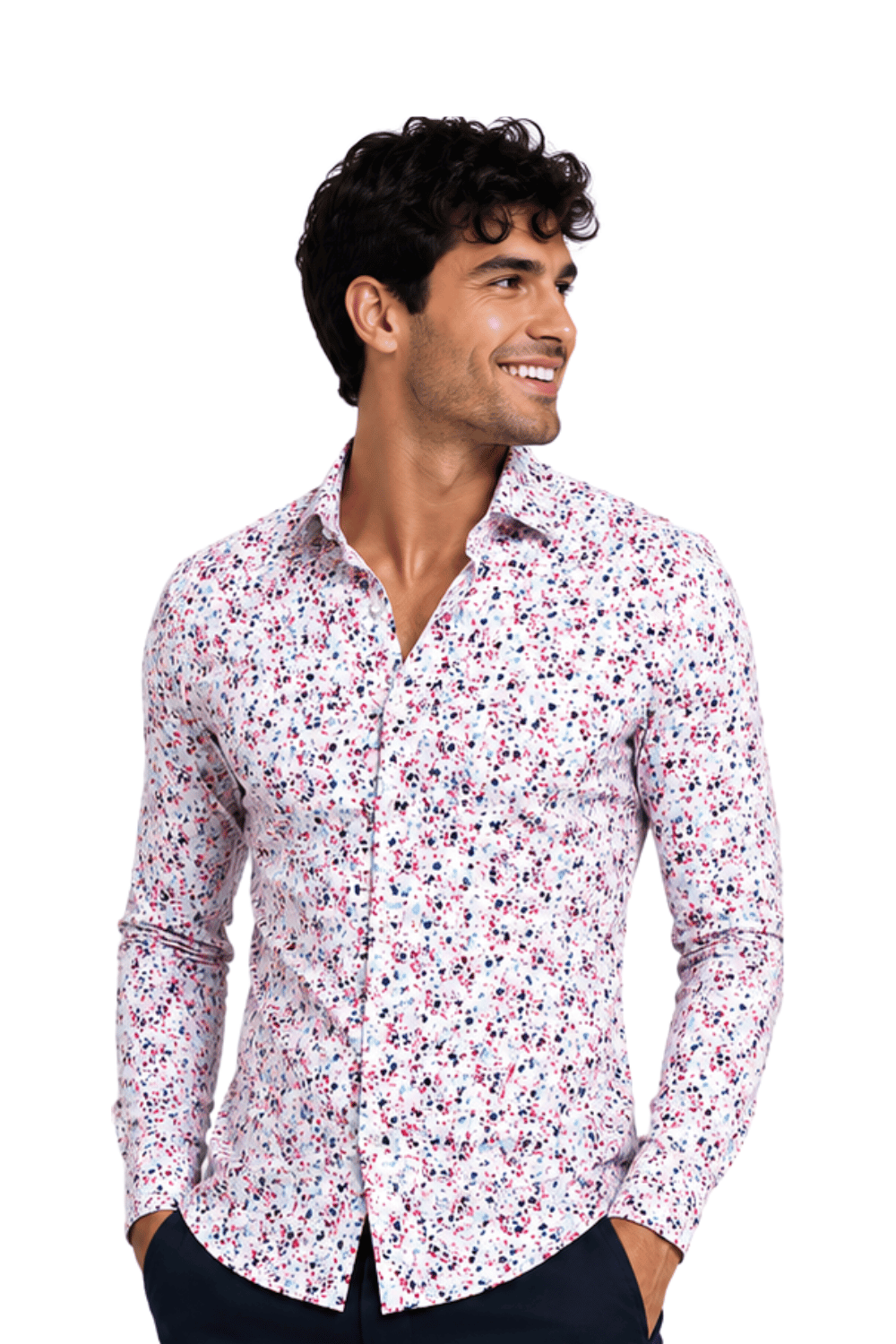 [48022-08] DT PRINTED DRESS SHIRT