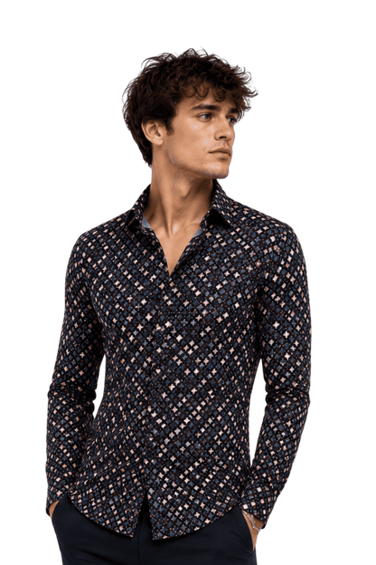 [48022-81] DT PRINTED DRESS SHIRT