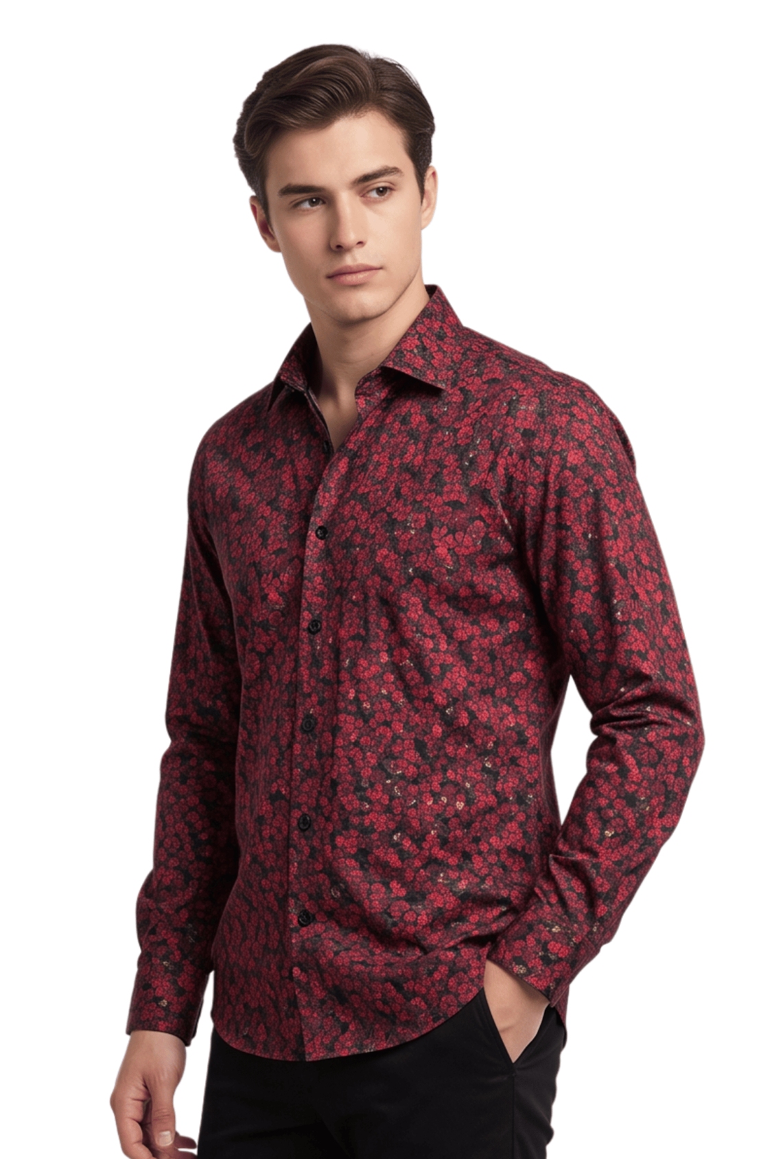 [48022-83] DT PRINTED DRESS SHIRT