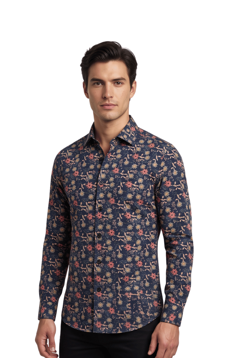 [48022-84] DT PRINTED DRESS SHIRT