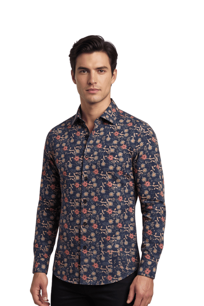 [48022-84] DT PRINTED DRESS SHIRT