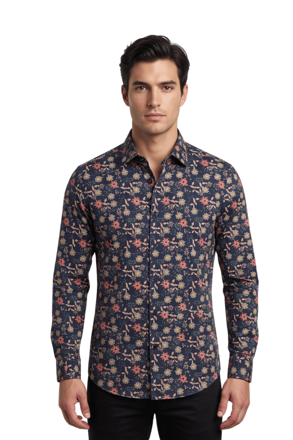 [48022-84] DT PRINTED DRESS SHIRT