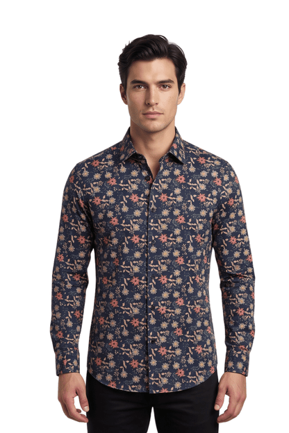 [48022-84] DT PRINTED DRESS SHIRT