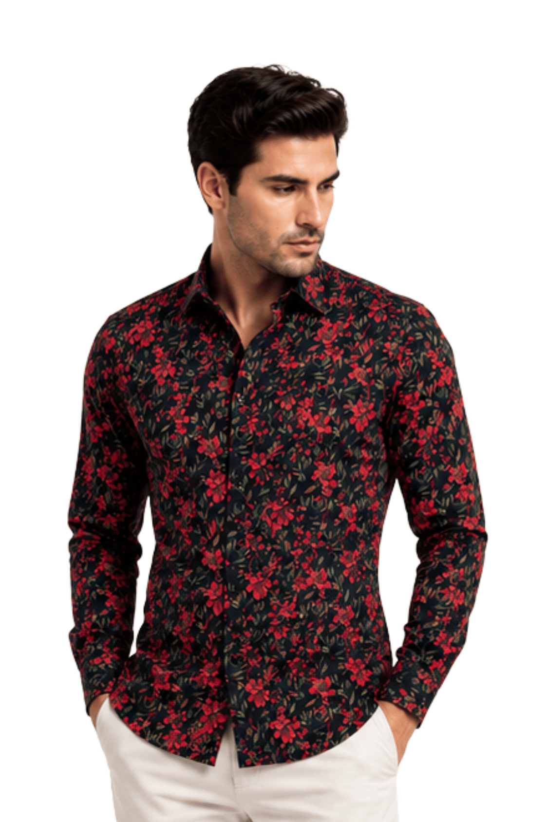 [48022-85] DT PRINTED DRESS SHIRT