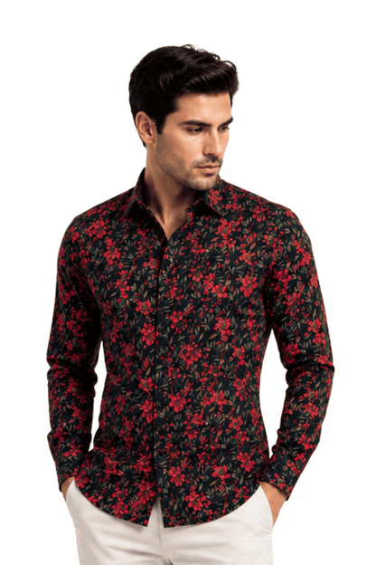 [48022-85] DT PRINTED DRESS SHIRT