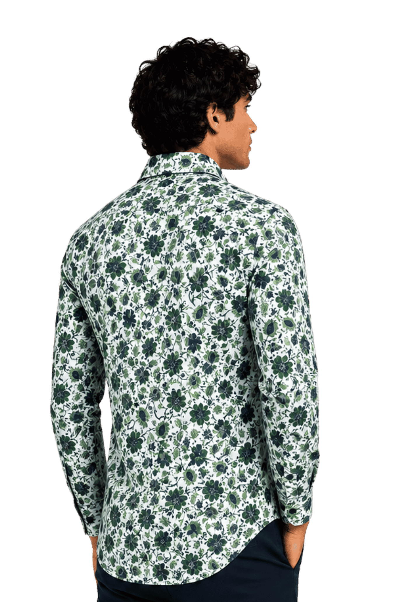 [48022-86] DT PRINTED DRESS SHIRT