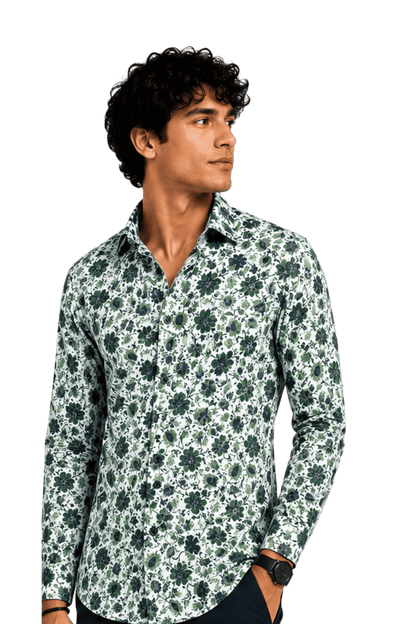 [48022-86] DT PRINTED DRESS SHIRT