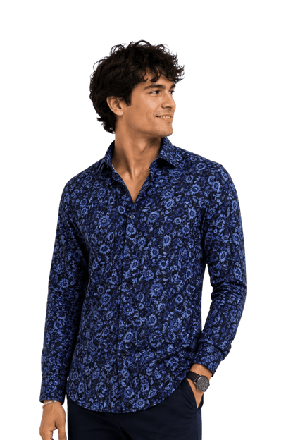 [48022-87] DT PRINTED DRESS SHIRT
