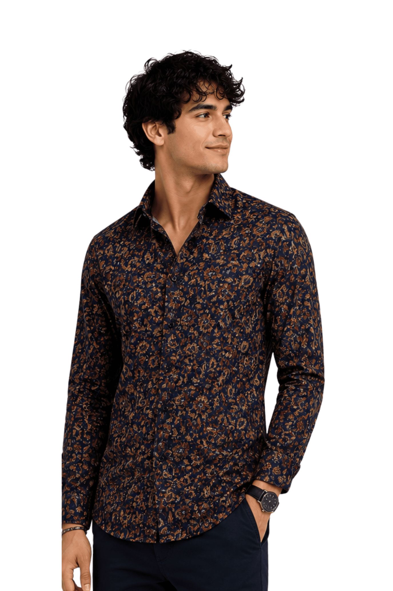 [48022-88] DT PRINTED DRESS SHIRT