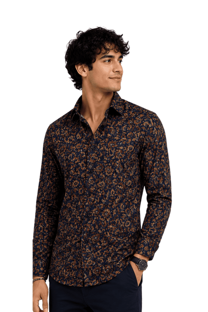 [48022-88] DT PRINTED DRESS SHIRT