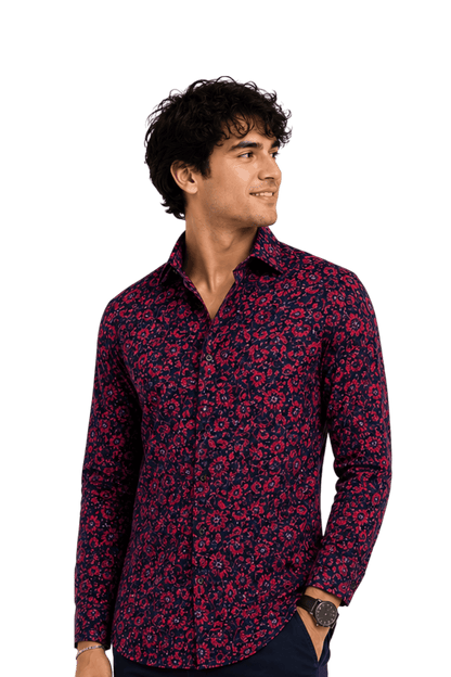 [48022-89] DT PRINTED DRESS SHIRT