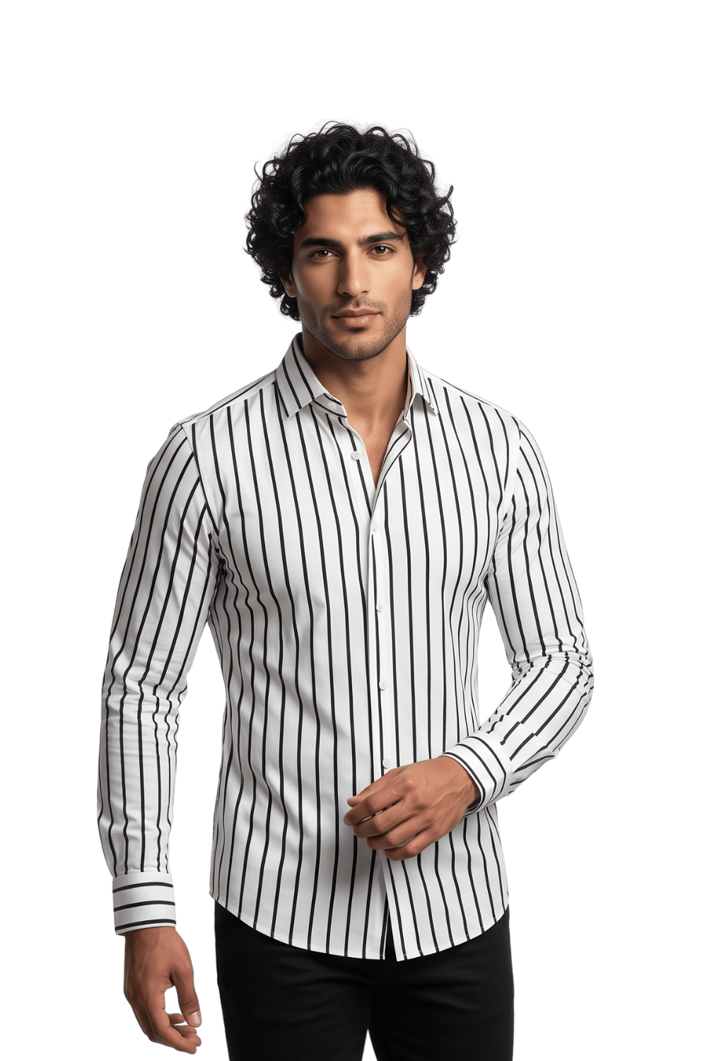 [48026-8] LS REVERSED BENGAL STRIPE DRESS SHIRT