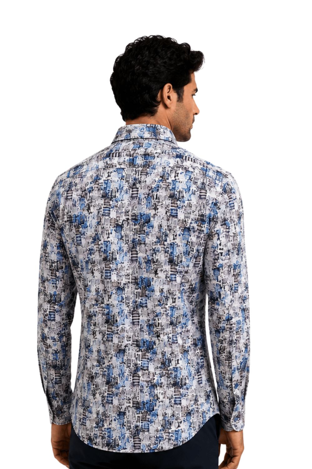 [48022-90] DT PRINTED DRESS SHIRT