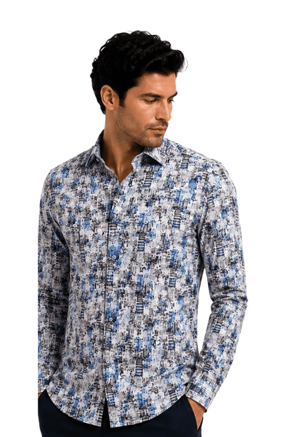 [48022-90] DT PRINTED DRESS SHIRT