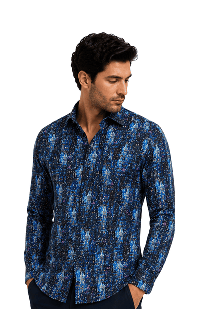 [48022-91] DT PRINTED DRESS SHIRT