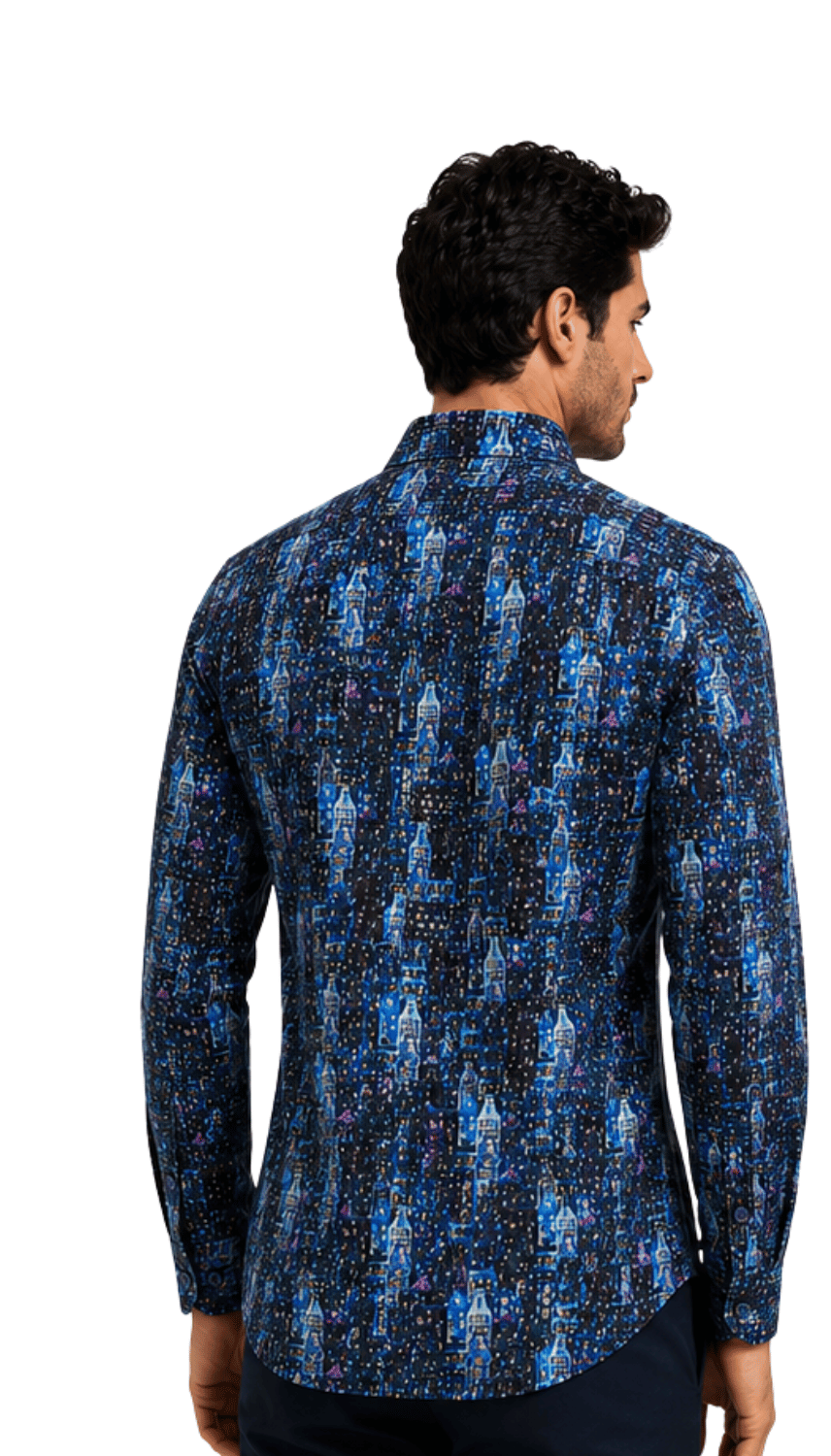[48022-91] DT PRINTED DRESS SHIRT