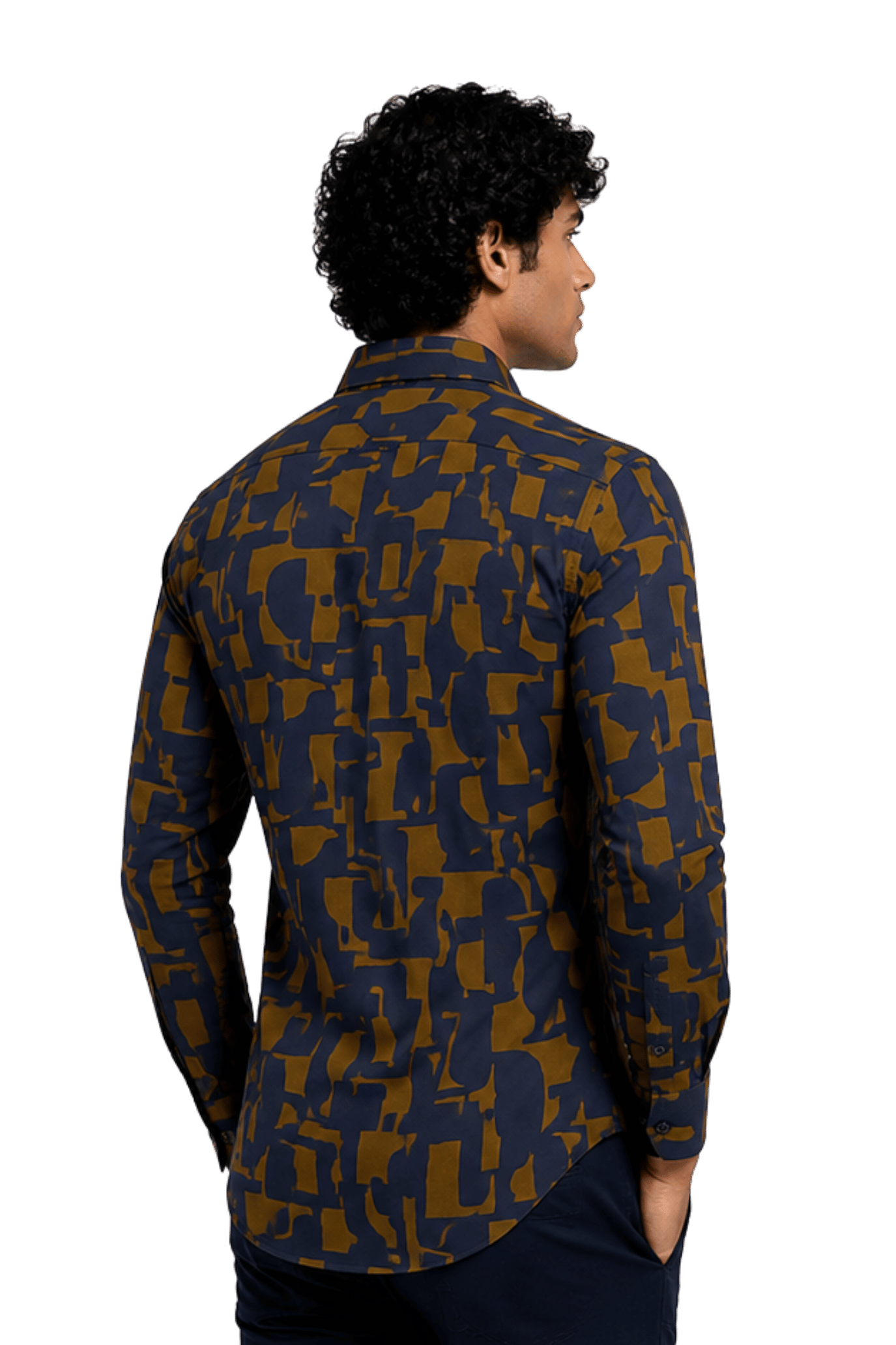 [48022-92] DT PRINTED DRESS SHIRT