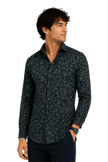 [48022-93] DT PRINTED DRESS SHIRT
