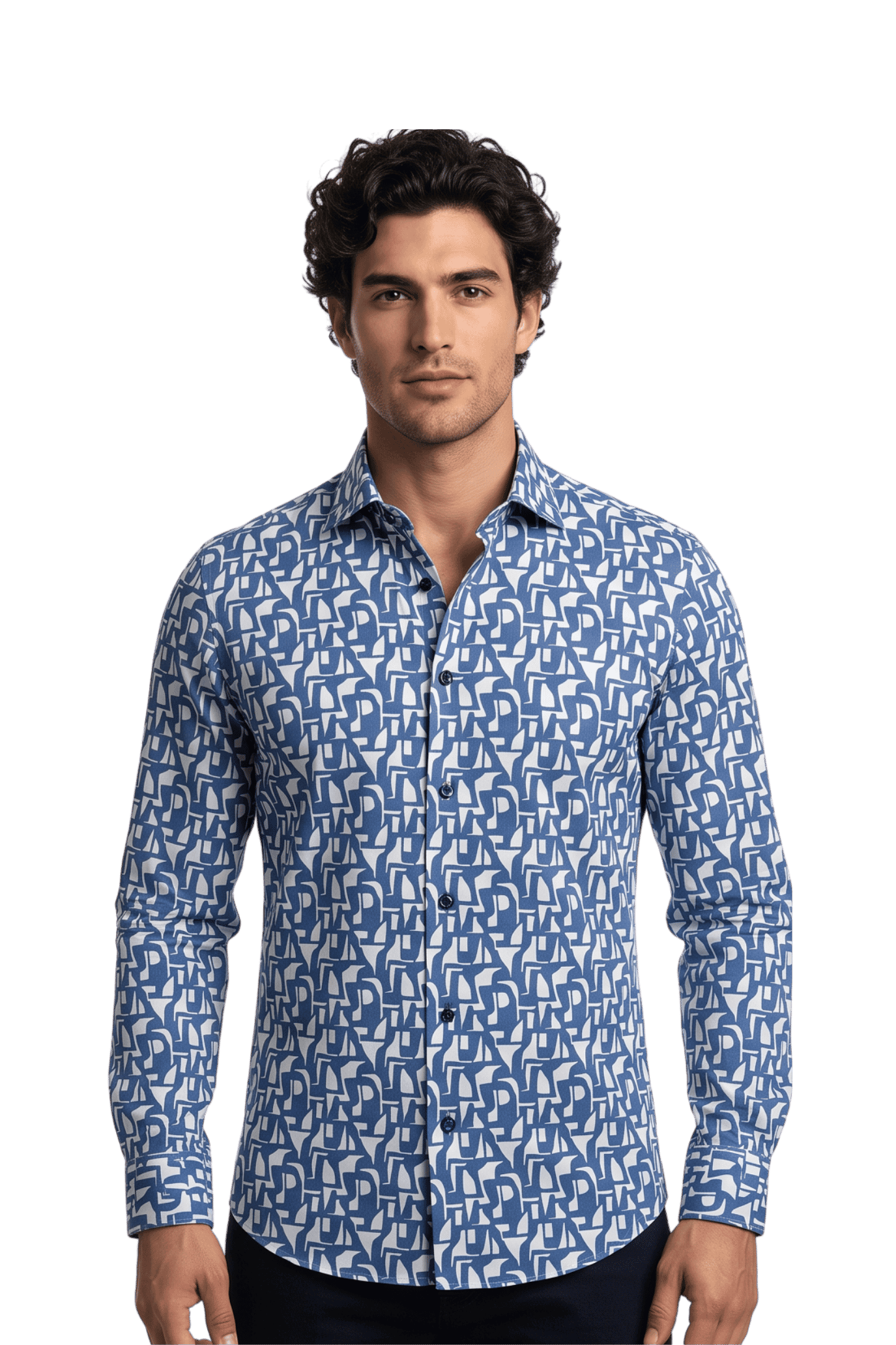 [48022-94] DT PRINTED DRESS SHIRT