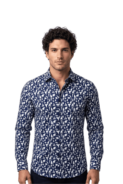 [48022-95] DT PRINTED DRESS SHIRT