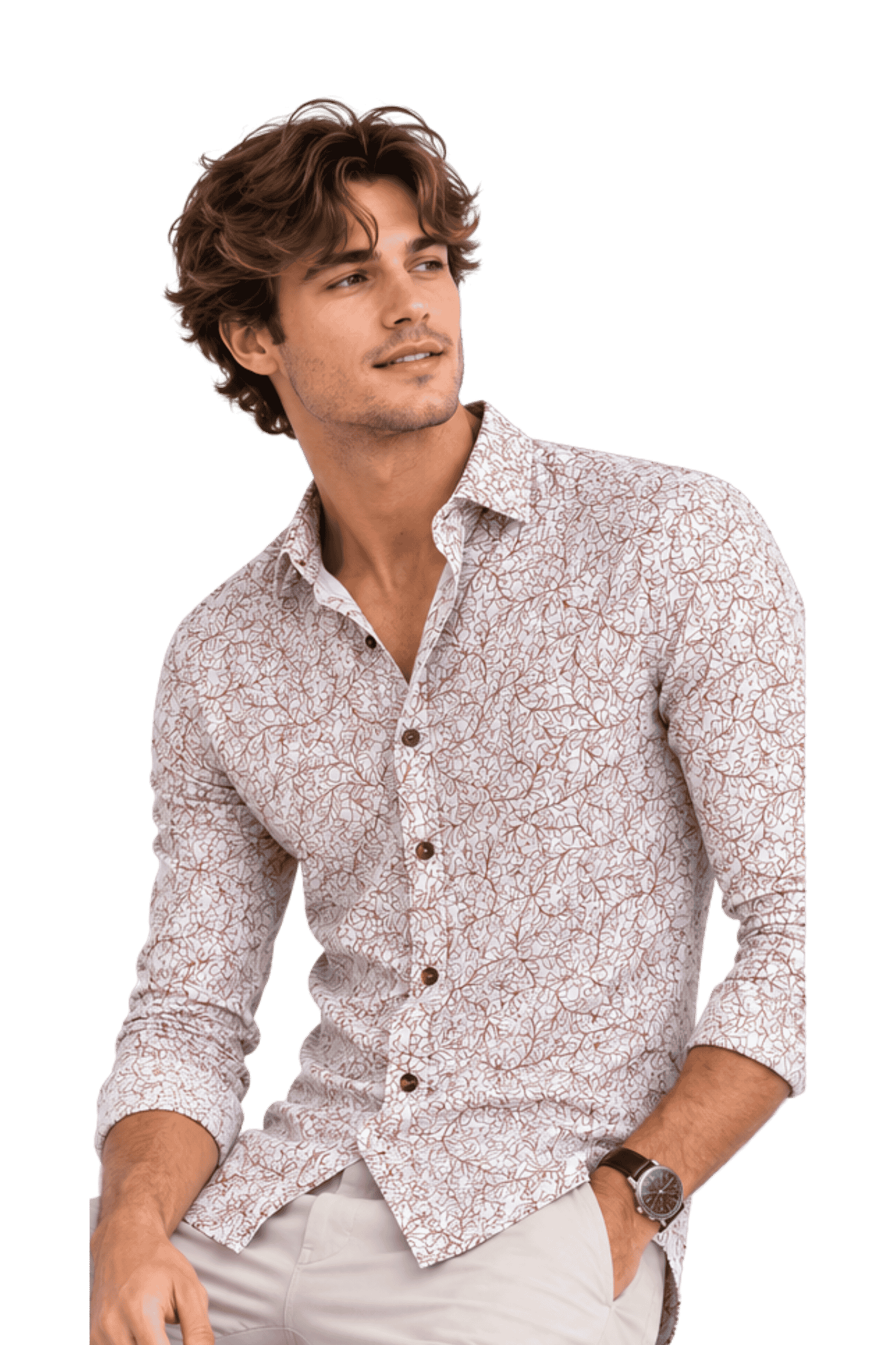 [48022-96] DT PRINTED DRESS SHIRT