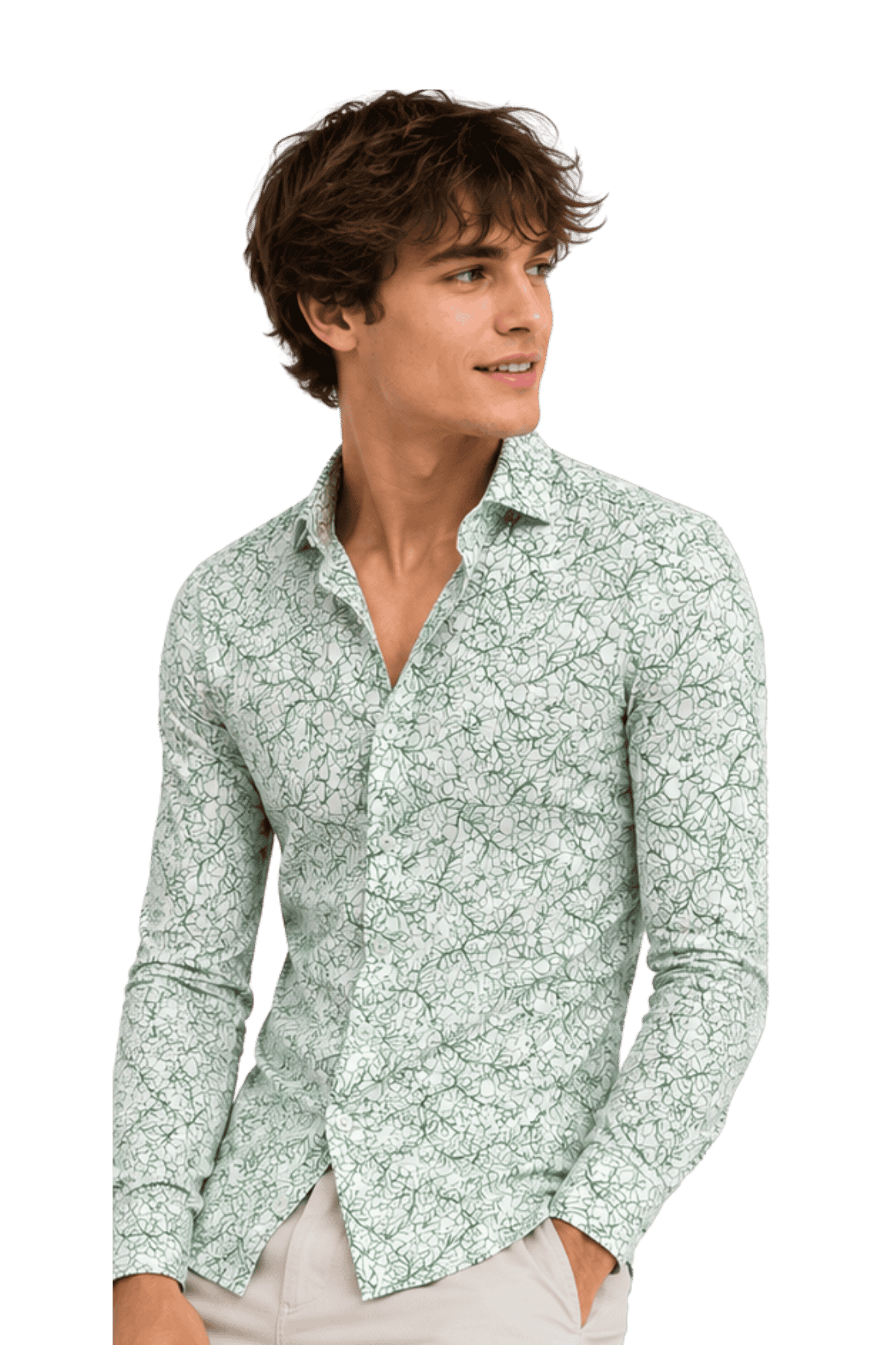 [48022-97] DT PRINTED DRESS SHIRT