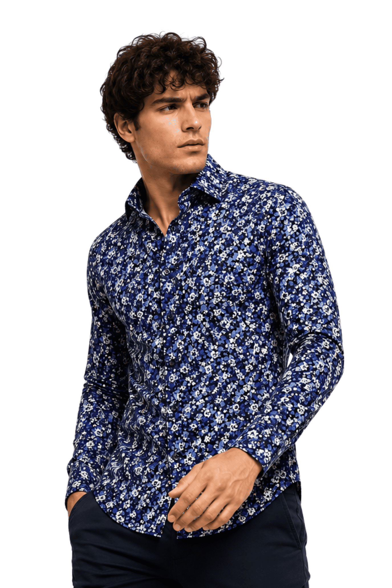 [48022-99] DT PRINTED DRESS SHIRT