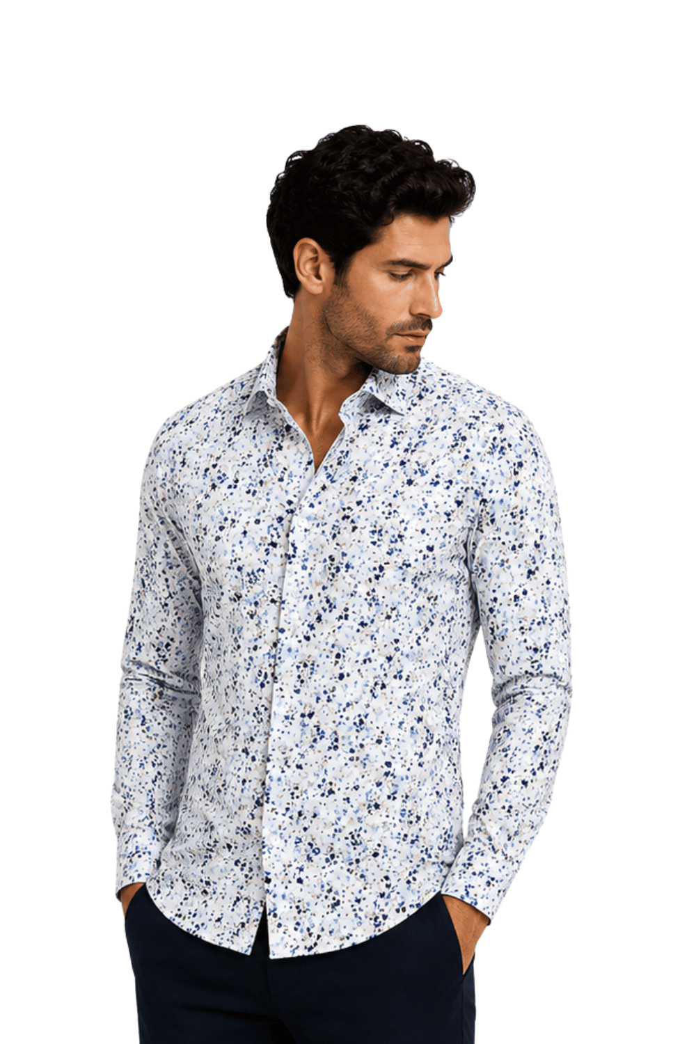 [48022-09] DT PRINTED DRESS SHIRT