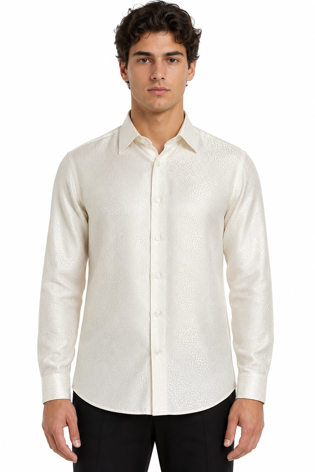 [41749-BEYAZ01] TONAL CEREMONY DRESS SHIRT