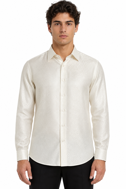 [41749-BEYAZ01] TONAL CEREMONY DRESS SHIRT